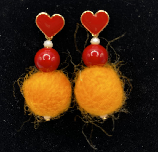 Love furball earrings